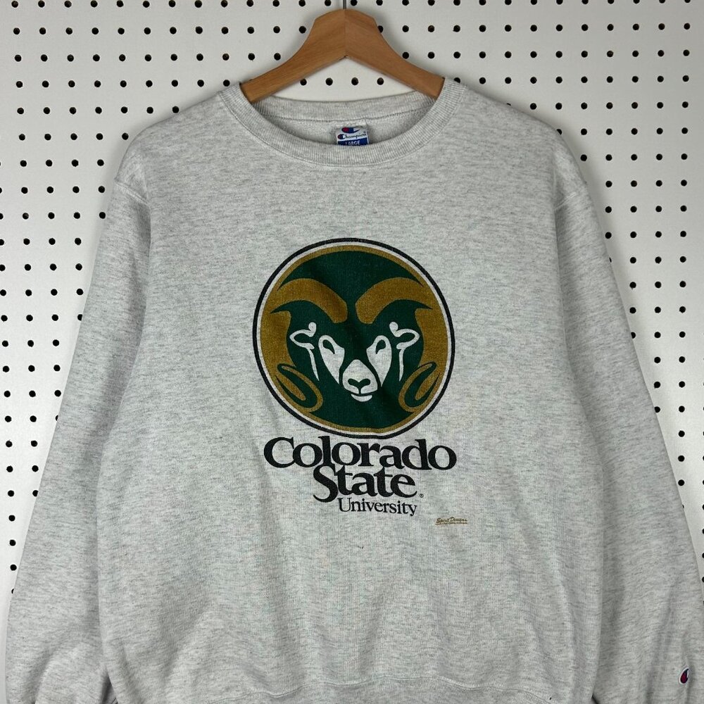 Colorado State Rams Vtg Crewneck Large‎ Sweatshirt 90s Gray Graphic Jumper - Picture 2 of 7